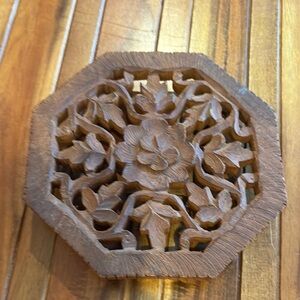 Intricate Carved Wooden Trivet​